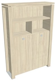 Vysoká šatníková skriňa Verno+ 140 x 46 x 210 cm, s regálom, agát
