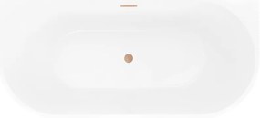 Mexen Oris, voľne stojaca ryhovaná vaňa 170 x 80 cm, biela-šedá, medený matný prepad, 52871708062-65