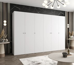 Šatníková skriňa 300 cm Parna 1 (biela + strieborná). Akcia -20%. Vlastná spoľahlivá doprava až k Vám domov. 1125902
