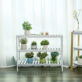 Bambusový stojan na topánky, botník 3-úrovňový, biely