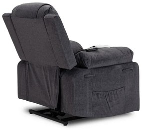 Masážne kreslo s funkciou vstávania MARCOS tmavosivé