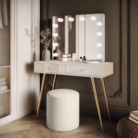 TOALETNÝ STOLÍK KATHLEEN SHINE KAŠMÍR LESK + ZLATÉ NOHY + ZRKADLO