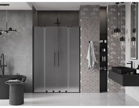 Mexen Velar Duo, posuvné sprchové dvere do otvoru 150 cm, 8mm sklo námraza, čierna matná, 871-150-000-32-70