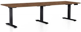 Výškovo nastaviteľný stôl OfficeTech Long, 240 x 80 cm, čierna podnož, dub silverjack