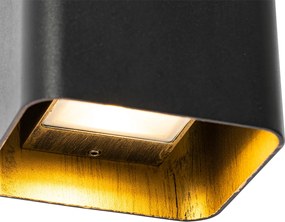 Moderná nástenná lampa čierna vrátane LED IP54 štvorcová - Evi