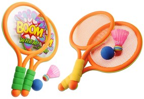 LEAN TOYS Bedmintonové rakety Dinosaury - oranžovo zelené