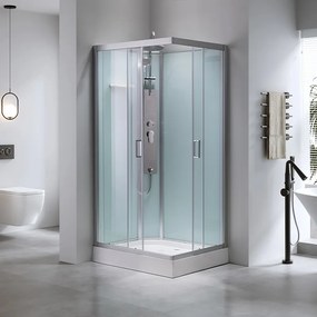 BPS-koupelny Hydromasážny box HYD-AL120 pravý, 120x80 cm, kartáčovaný chróm/transparent