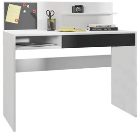 Kondela PC stôl s magnetickou tabuľou, biela/čierna, IMAN
