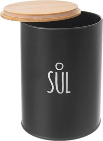 Orion Dóza na potraviny, plechová, čierna, s bambusovým vekom, 1,3l, SOĽ