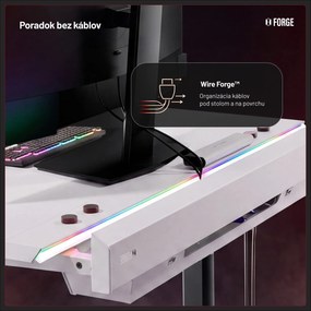 Elektrický herný stôl RGB s držiakmi, bielo-čierny, 160 cm: Diablo X-Forge 1600