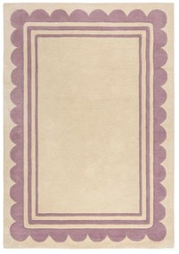 Ručne tkaný vlnený koberec vo fialovo-prírodnej farbe 120x170 cm Lois Scallop – Flair Rugs