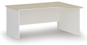Rohový kancelársky písací stôl PRIMO WHITE, 160x120 cm, pravý, biela/dub prírodný