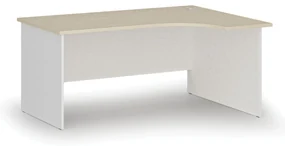 Rohový kancelársky písací stôl PRIMO WHITE, 160x120 cm, pravý, biela/dub prírodný