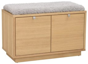 Skrinka na topánky v dekore duba s lavicou v sivo-prírodnej farbe Confetti – Rowico