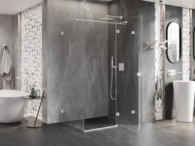 Mexen Lunar T, výklopný sprchový kút pravý 100 x 110 cm, 8mm číre sklo, biely profil, 834T-100-110-20-00-P