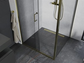 Mexen Apia sprchovací kút s posuvnými dverami 100 (dvere) x 90 (stena) cm, 5mm číre sklo, zlatý profil, 840-100-090-50-00