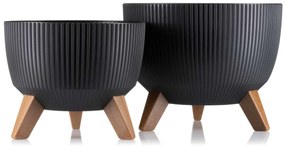 PLASTOVÝ KVETINÁČ ROSA LINEA ECO SADA 2KS 15X24,3 CM+18,3X29,2 CM ČIERNA