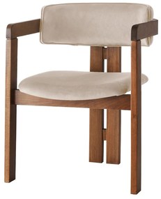 Jedálenská stolička CO Zamat z masívu béžová/orech