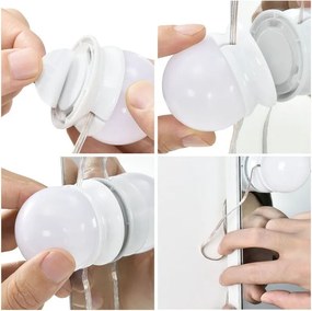 Toaletný stolík s LED osvetlením a zrkadlom, biely