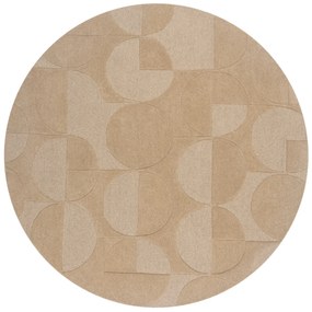 Flair Rugs, Kusový koberec Moderno Gigi Natural kruh, 160x160 (priemer) kruh, béžová, obývacia izba