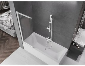 Mexen Fox, 2-krídlová posuvná vaňová zástena 100 × 150 cm, 5mm číre sklo, biely profil, 891-100-002-20-00