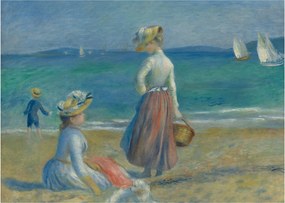 Sklenený obraz - Auguste Renoir, Figures on the Beach, reprodukcia (70x50 cm)