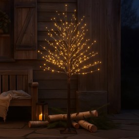 Vianočná stojaca lampa hnedý strom 180 cm vrátane LED s časovačom IP44 - Ki