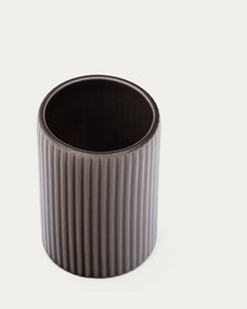 Tmavohnedý keramický téglik na zubné kefky Selime – Kave Home