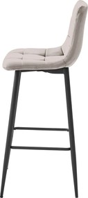 Barová stolička s čiernymi nohami ARCETO VELVET, béžová