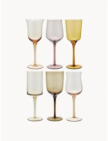 Súprava ručne fúkaných pohárov na víno v rôznych farbách Diseguale, 6 dielov