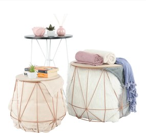 Tempo Kondela Set príručných stolíkov, prírodná/meď, DALUX