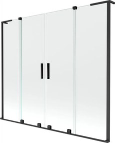 Mexen Velar L Duo, 2-krídlová posuvná vaňová zástena 170 x 150 cm, 8mm číre sklo, čierna matná, 896-170-003-02-70