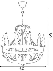Luster na reťazi LOARA 10xE14/60W/230V