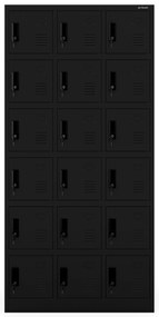 Sociálna skrinka s priehradkami KAROL, 900 x 1850 x 400 mm, čierna