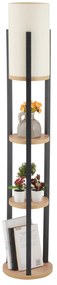 Stojací lampa Nora II černá/přírodní dub