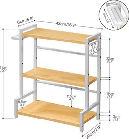 Stolní kuchyňský regál Vasagle Noby 43 cm hnědý/bílý