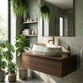 Rea Zoe Travo, umývadlo na dosku 590×380×170 mm, béžová / ecru imitácia kameňa matná, REA-U3540