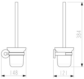 Sapho, X-ROUND WC kefa nástenná, mliečne sklo, chróm, XR323