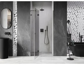 Mexen, Mexen Lunar L výklopné sprchové dvere ľavé 85 cm, transparentné, pištoľový kov - 834L-085-000-95-00-L