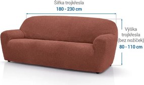 Super strečové poťahy RUBINIA tehlová trojkreslo (š. 180 - 230 cm)