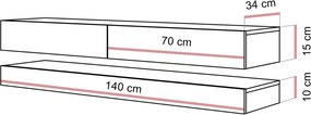 TV STOLIK SALLE BIELY LESK + ZLATÉ ÚCHYTKY 140 cm