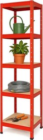 Regál 180x40x40 cm lakovaný 5-policový, nosnosť 875 kg - červený