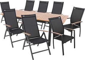 Doppler EXPERT WOOD antracit, polohovacie a stohovateľné kreslá, 6+2+1