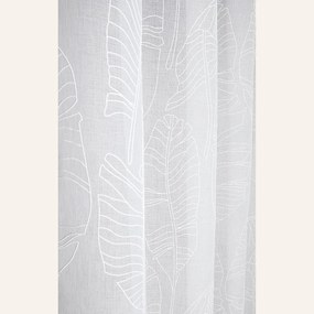Biela záclona Flory s listovým vzorom 140 x 230 cm