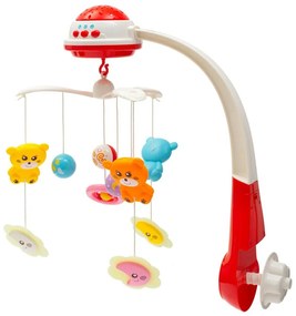 Kolotoč Baby Mix nad postieľku so svetelnýmprojektorom, červený