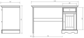 PROXIMA.store - Rustikálny písací stôl 1.1 - BELLUNO ELEGANTE FARBA: biela - orech