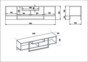 TV stolek ASAL 150 cm dub/černý