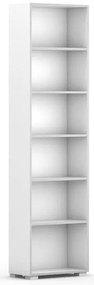 Knižnica SILVER LINE, 1 stĺpec, 2230 x 600 x 400 mm, biela
