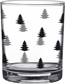 Pohárik na pitie s čiernymi stromčekmi Black&White X-Mas - Ø 7*9 cm / 230 ml