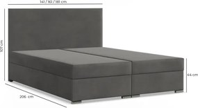 Manželská posteľ VICENZA Velvet 180×200 cm sivá